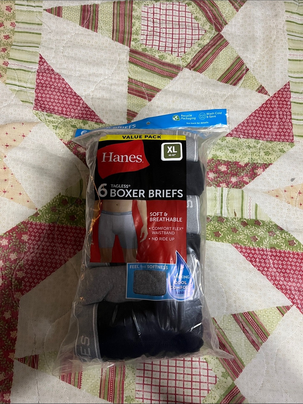 Hanes Men's Boxer Briefs - Black & Heather Gray - 6 Pack